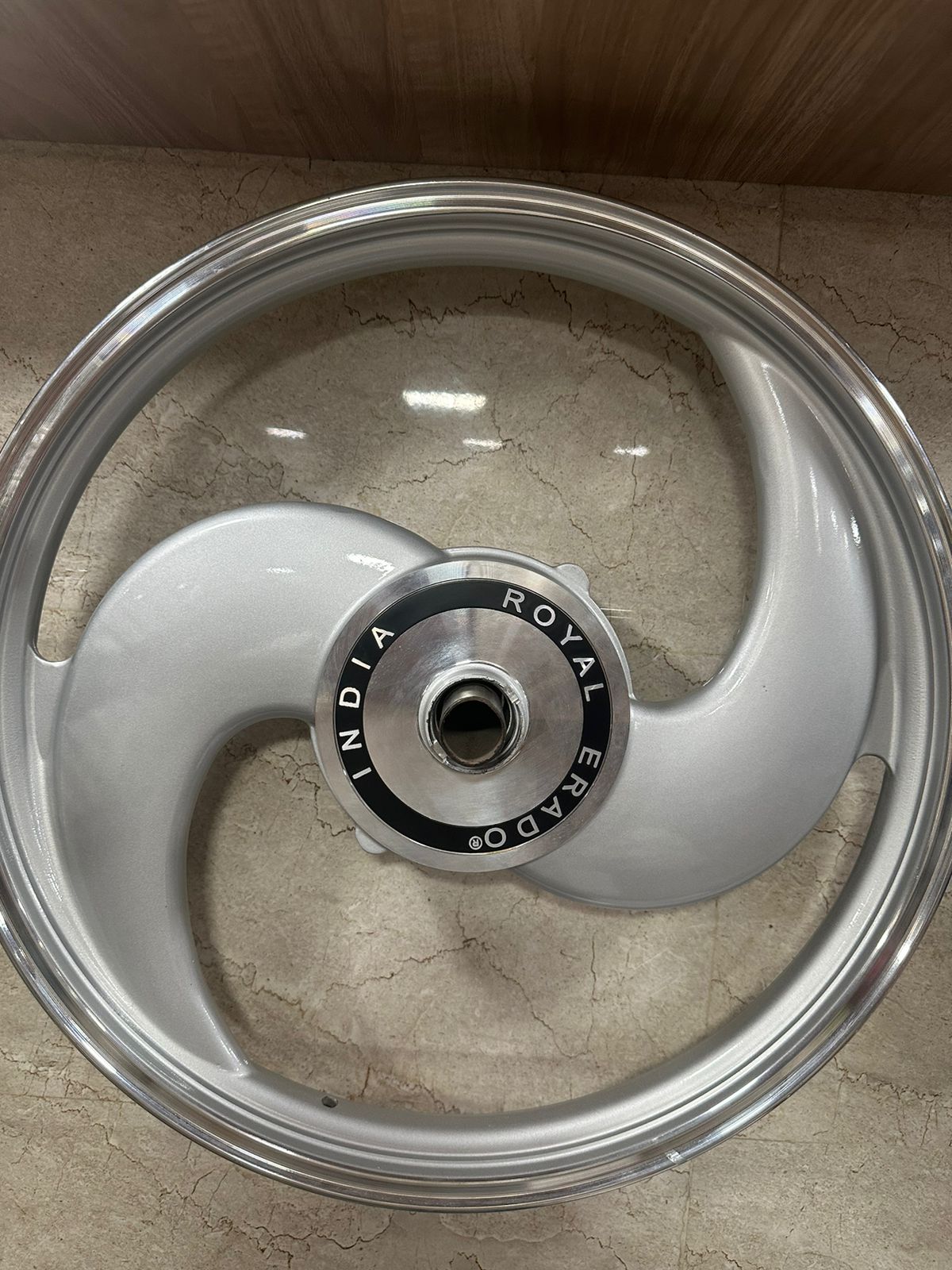 ROYAL ERADO 2 SPOKE SILVER Alloy Wheel set For Royal-Enfield standard big drum