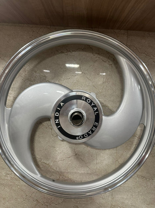 ROYAL ERADO 2 SPOKE SILVER Alloy Wheel set For Royal-Enfield standard big drum