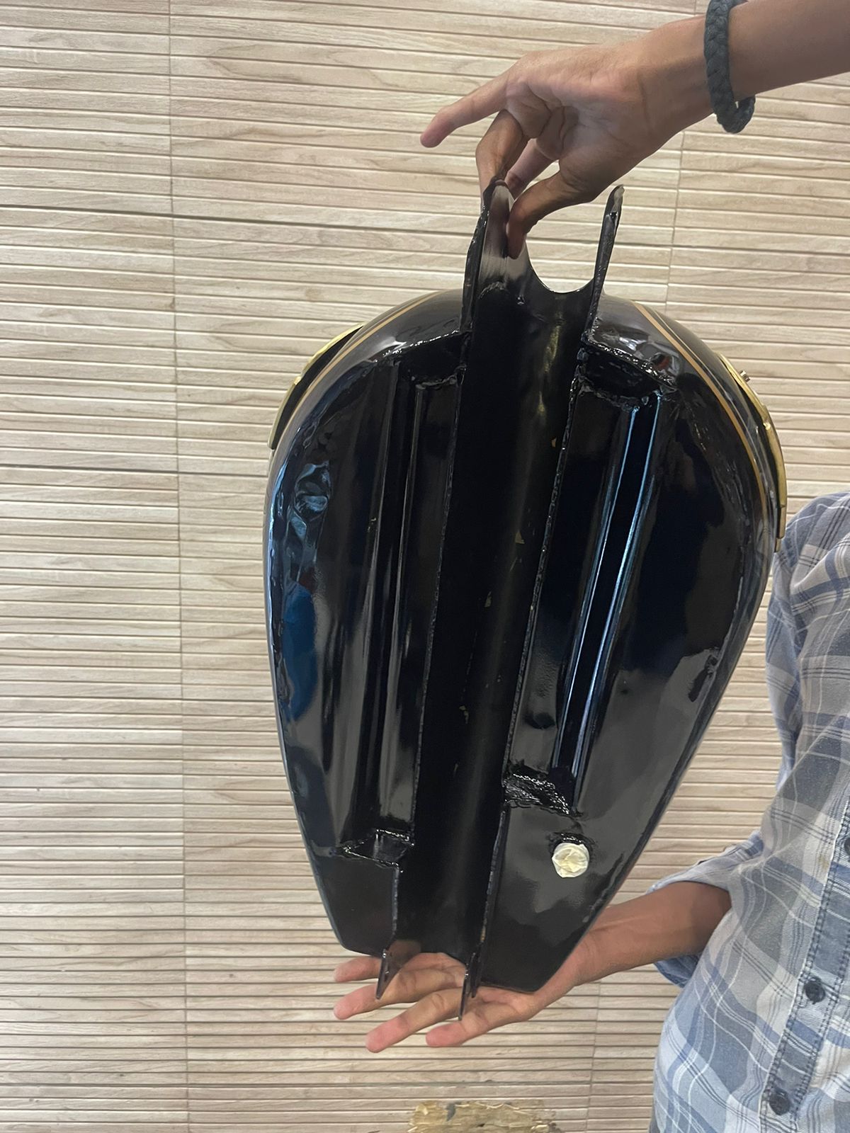 Vintage style tank for royal enfield g2 and old model standard & electra  in black with brass monogram