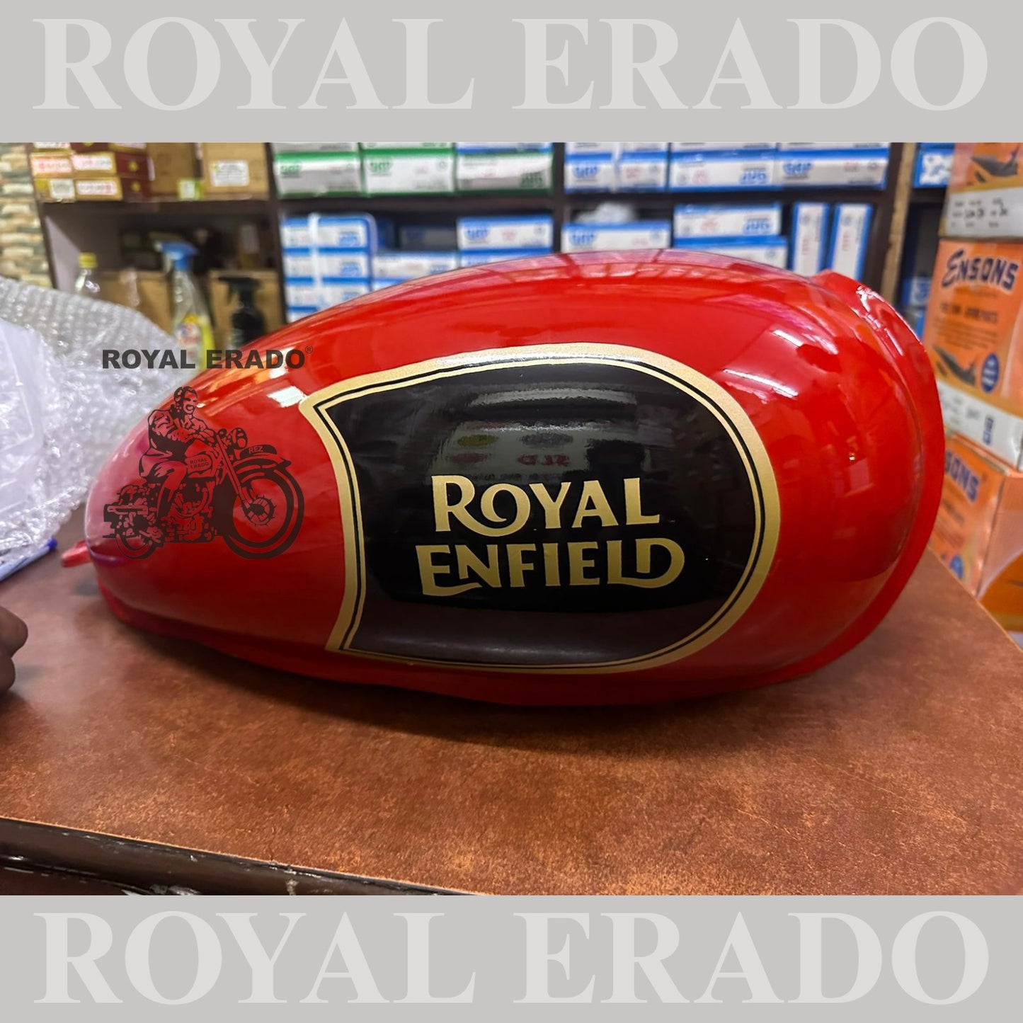 Royal Enfield Classic 350cc tank from 2013 to 2020 in red.