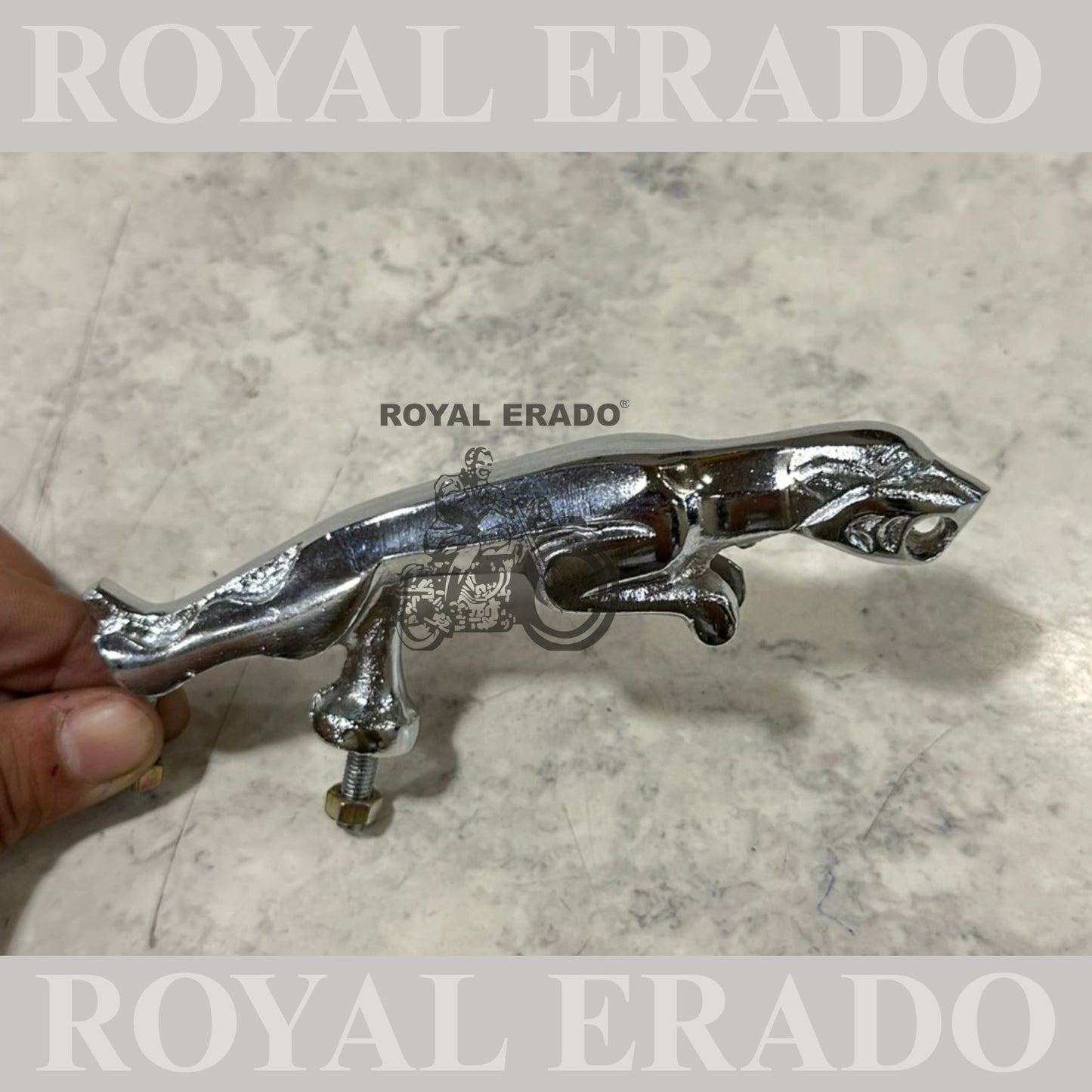 Royal Enfield reborn Classic Electra Standard Battalion Meteor 350 , super meteor 650 , hunter 350 Front mudguard jaguar monogram in aluminum chrome