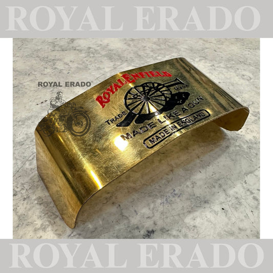 Royal Enfield 1962 old model vintage g2 style brass tail light shade with made like a gun logo in red and black color.
