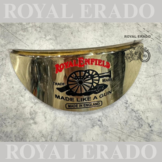 Royal Enfield Reborn Classic Electra Standard battalion brass head light shade with made like a gun logo in red and black color