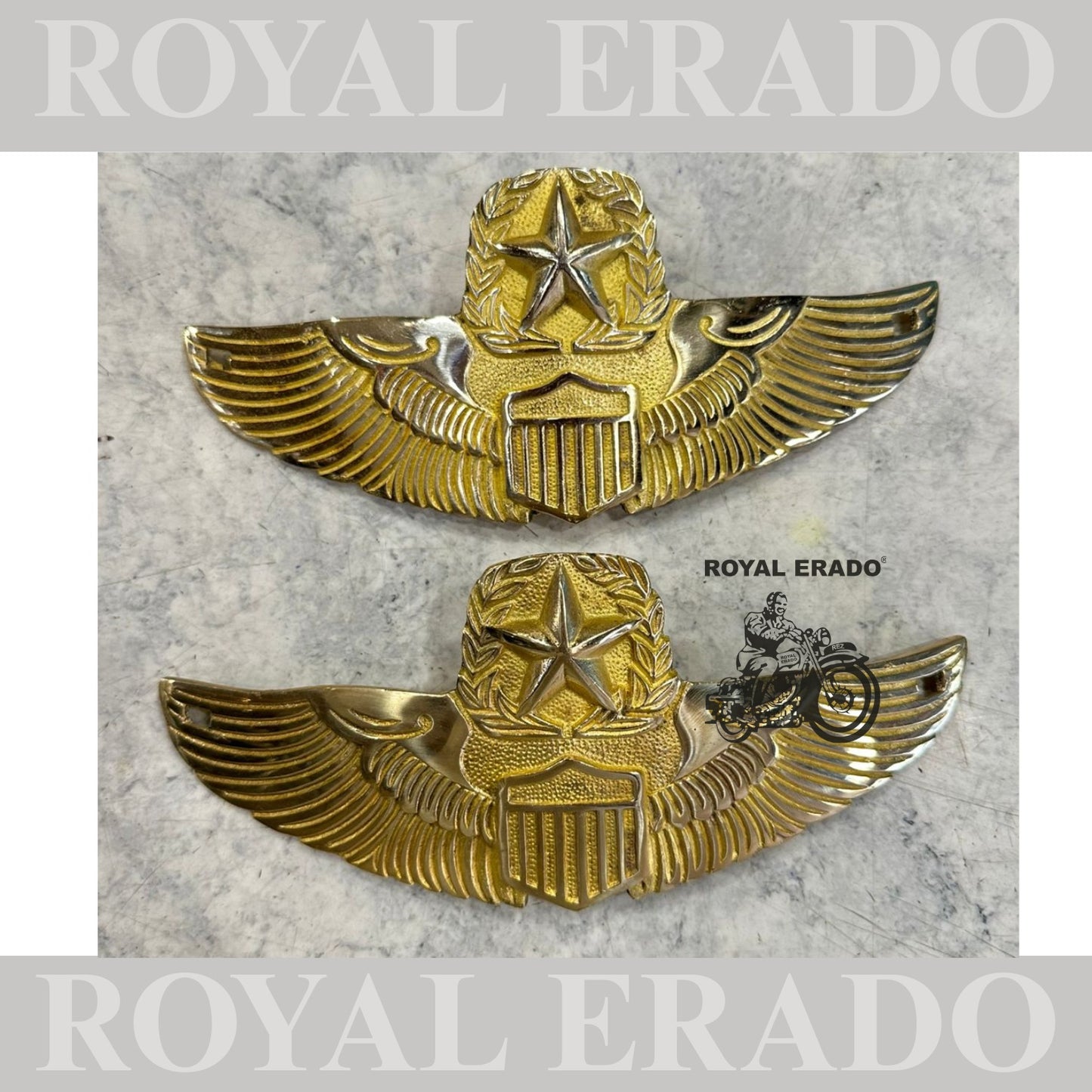 Royal Enfield Classic Electra Standard star wing monogram for tank in brass