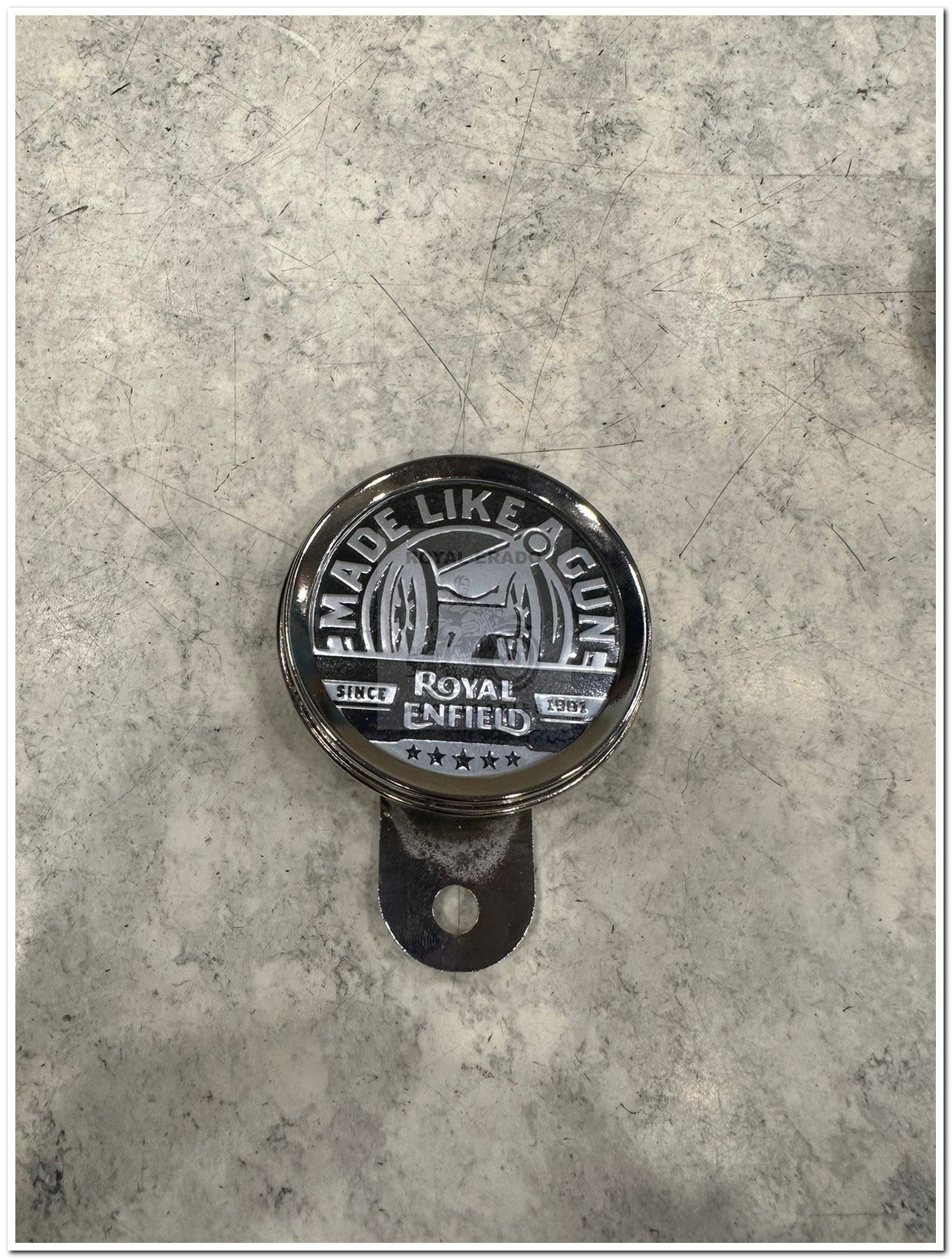 Royal Enfield chromed token holder British tax tag holder with Glass with made like gun for Royal Enfield vintage 1962 old model g2 , Classic Electra and Standard Battalion reborn classic