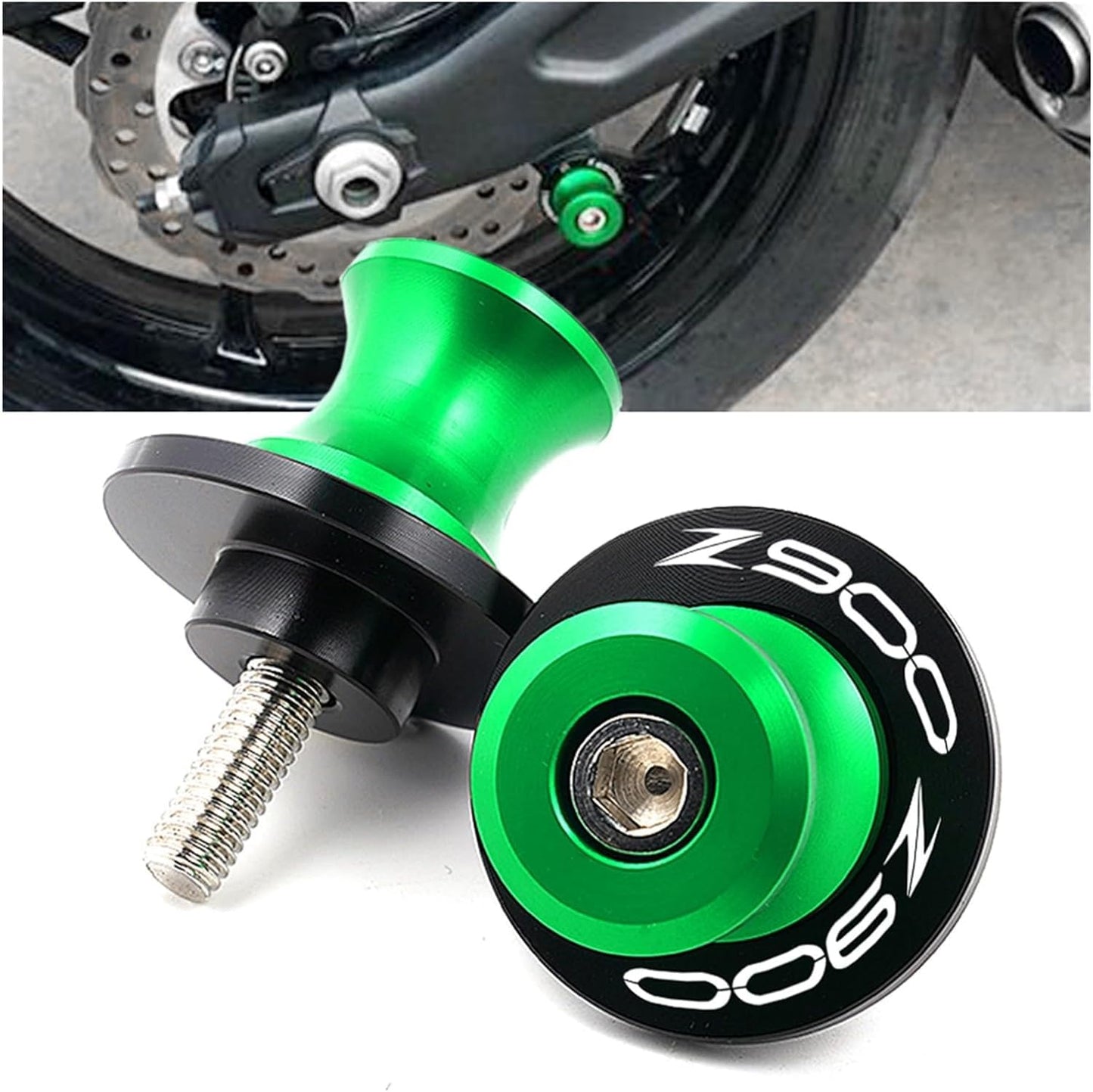 CNC Frame Stands Screws Swingarm Spools Sliders for Kawasaki Z900 (Green)